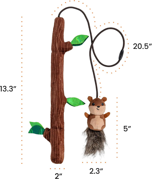 Catstages Wild Woods Chase Prey-Inspired Plush Squirrel Wand Cat Toy, 13.3"